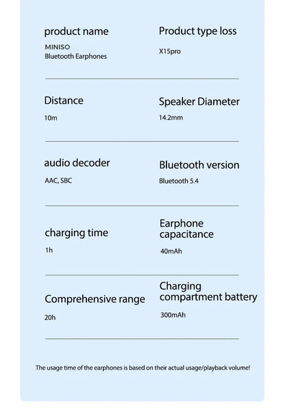 MINISO X15Pro Translator Bluetooth Earphones — Wireless Headset for Travel & Office, 5.4 AI Translation, ASMR App Compatible