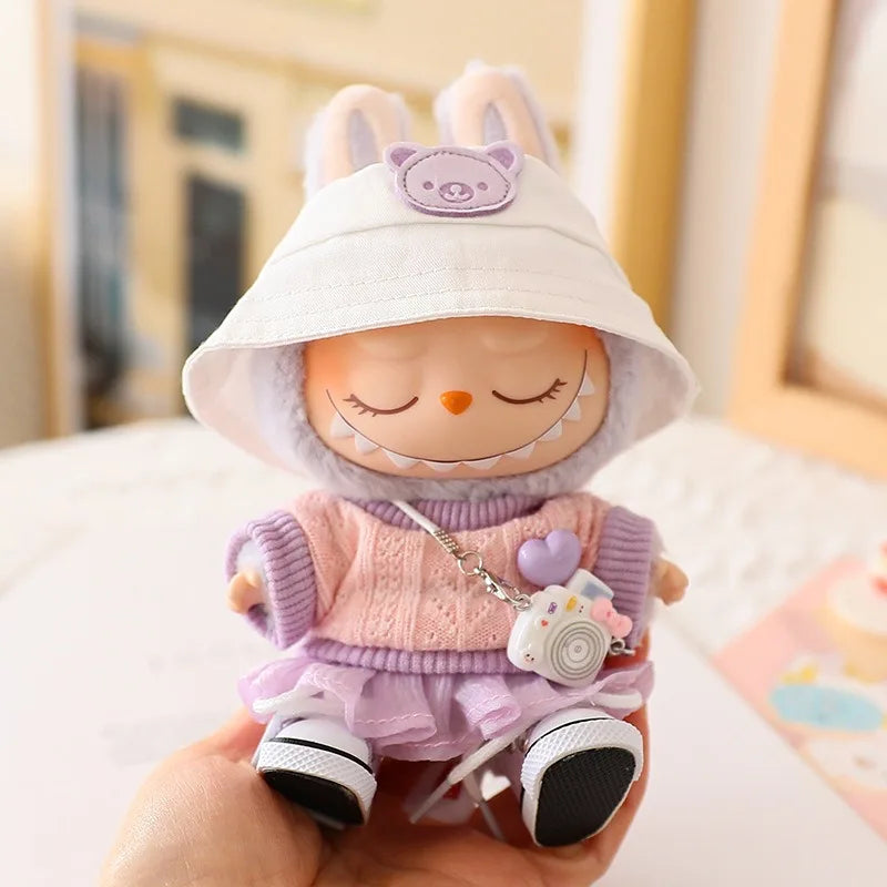 Ropa Labubu Doll Clothes Outfit – Sweater & Yarn Skirt for 15cm/17cm Labubu Plush Dolls