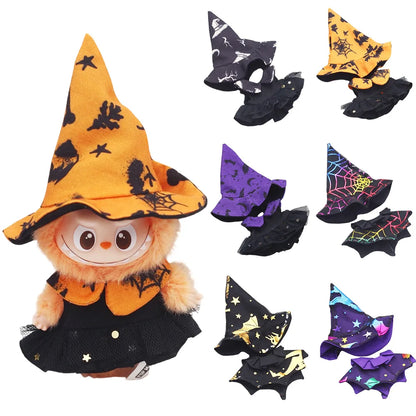 Labubu Halloween Cloak Dress with Hat — 10.5cm V4 The Monsters Pin for Love Series Doll Clothes & Accessories