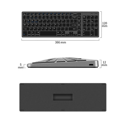 Wireless Bluetooth 5.0 & 2.4G Keyboard – 102-Key English Rechargeable USB-C Keyboard for MacBook, iPad, Tablet & PC Accessories