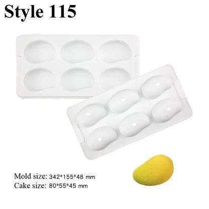 SHENHONG Silicone Fruit Mousse Cake Molds – Orange, Apple, Pear, Mango, Strawberry & Durian Dessert Decorating Tools