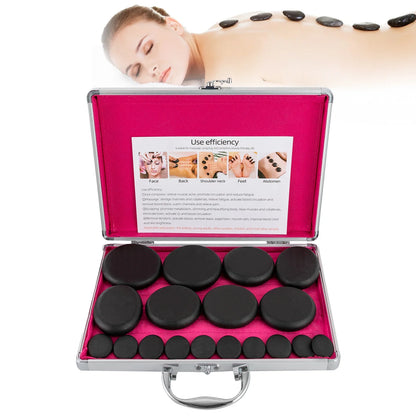 Hot Stones Massage Set with Heater Box – 16 Essential Stones for Salon & Home Spa Relaxation and Healing