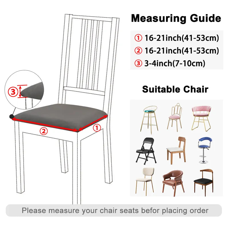 Waterproof Dining Room Chair Cover - Spandex Seat Covers in 13 Solid Colors - Removable, Washable, Elastic Cushion Covers for Home and Hotel