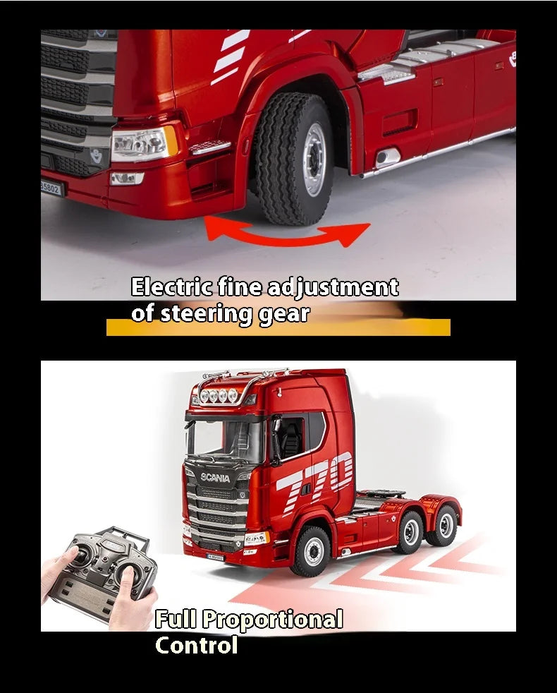 Huina 770S Remote Control Engineering Car — Genuine Alloy Trailer Head Model, 4WD Toy for Kids, Ratio 501D