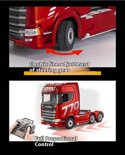 Huina 770S Remote Control Engineering Car — Genuine Alloy Trailer Head Model, 4WD Toy for Kids, Ratio 501D