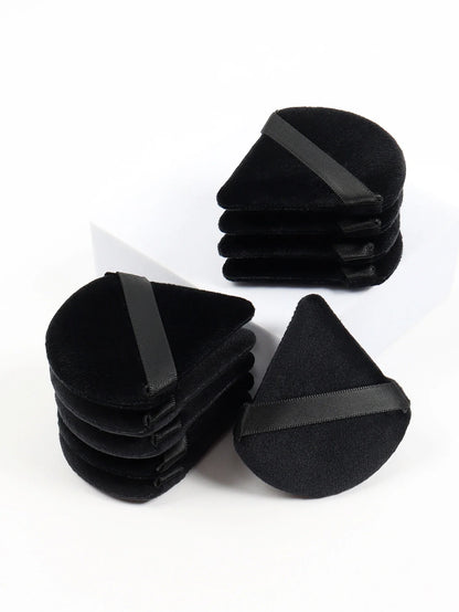 Black Triangle Makeup Puff - Soft Velvet Facial Sponge for Foundation Blending and Cosmetic Application