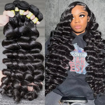 Body Wave Brazilian Human Hair Bundles – 1/3/4 Bundle Deals Natural & Jet Black Hair Extensions