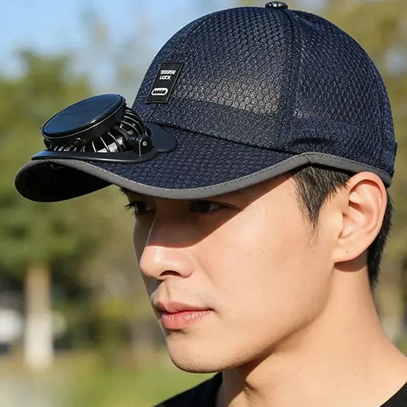 USB Fan Baseball Cap - Breathable Mesh Sun Protection Hat for Outdoor Summer Activities