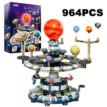 Rotating Solar System Building Blocks Set – Interstellar Space Science Educational Assemble Bricks Toy Gift