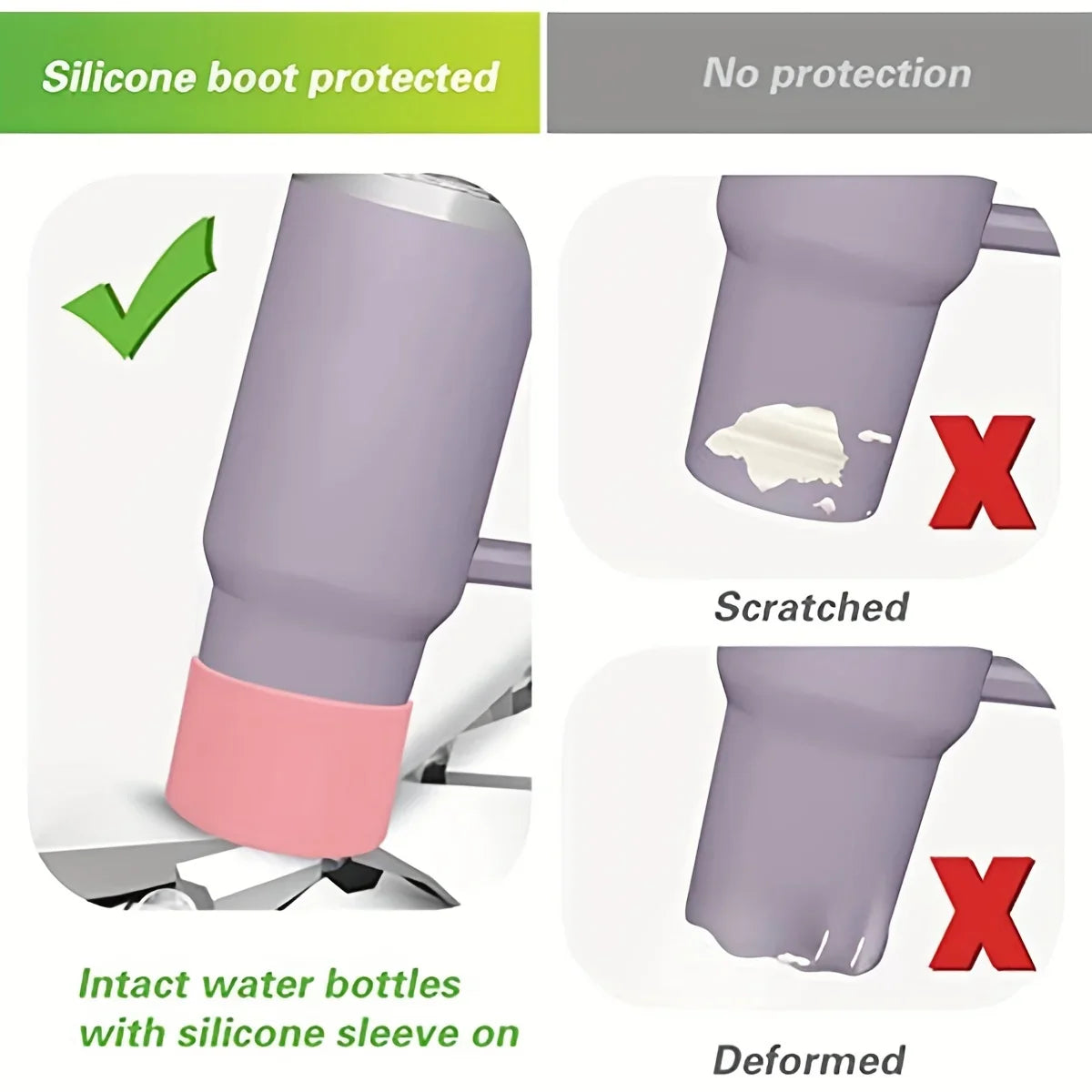 2PCS Silicone Boot Sleeve Covers – Bottom Protectors for Stanley 20/30/40oz Tumblers & Water Bottles