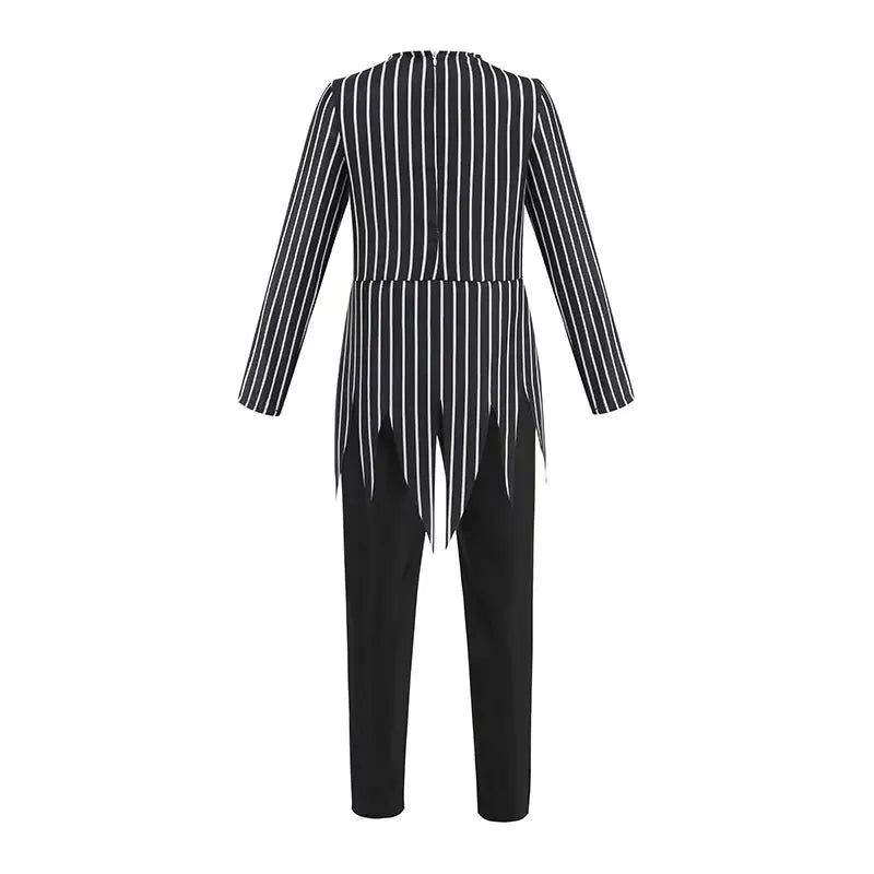 Jack Skellington Costume for Kids - Striped Halloween Cosplay Dress-Up Set