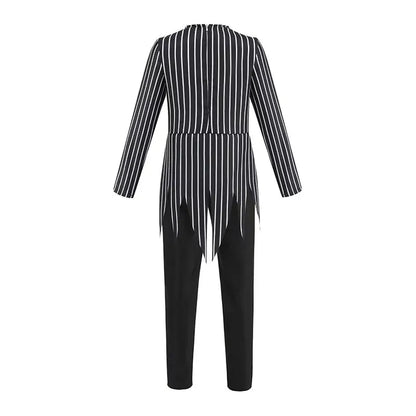 Jack Skellington Costume for Kids - Striped Halloween Cosplay Dress-Up Set