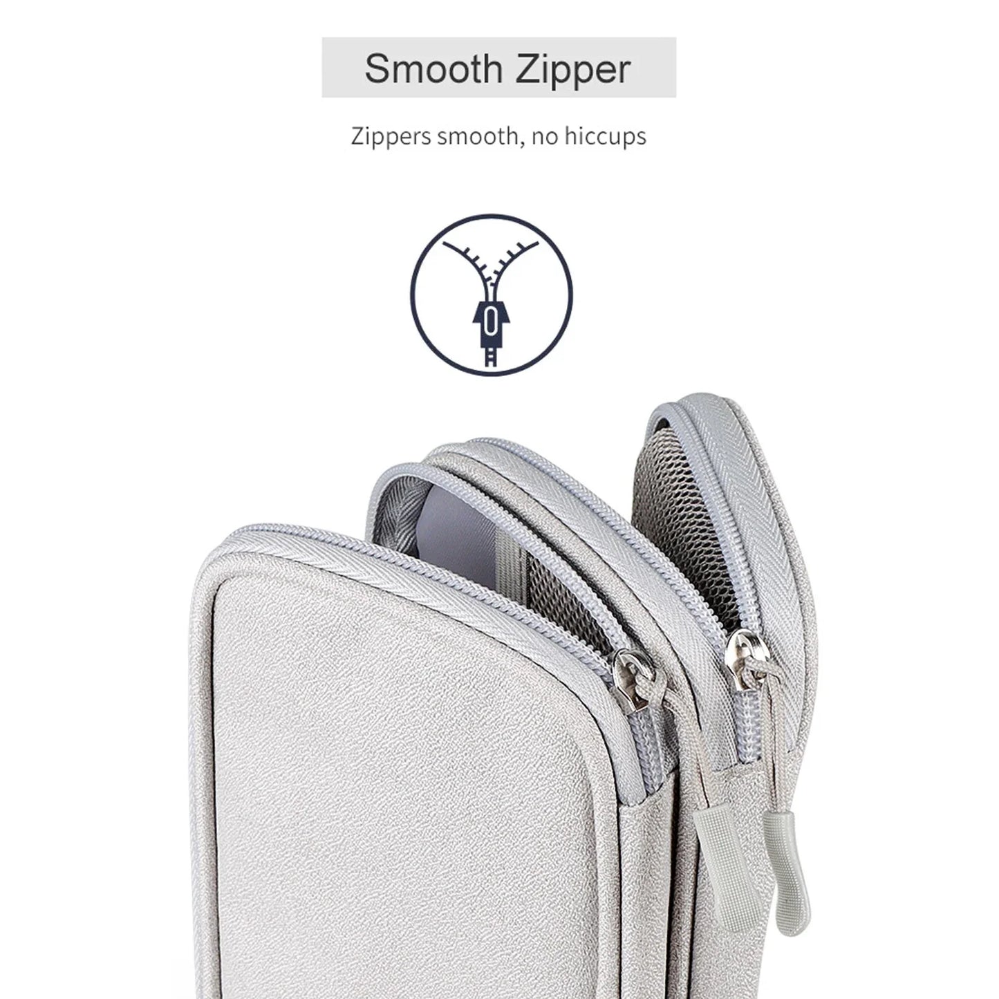 Waterproof Data Cable Storage Bag: Portable Travel Organizer with Double Layers - Carry Case for Cable Cord, USB Charger