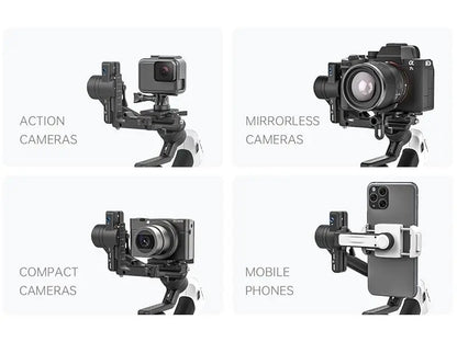FeiyuTech SCORP Mini 2 Kit - 3-Axis Handheld Gimbal for Mirrorless Camera, Action Cam, Smartphone with AI Tracker, 1.2kg Load Capacity