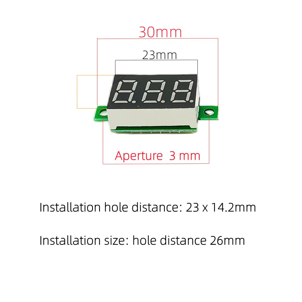 0.36 Inch Red/Blue Digital LED Mini Display - DC2.5V-32V or DC0-100V Voltmeter, Voltage Tester Panel Gauge for Motorcycle and Car