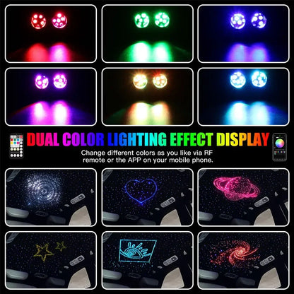 20W Dual Color Twinkle Car Roof Star Light – RGB Meteor Music APP Control, Sparkling Starry Sky Atmosphere Light