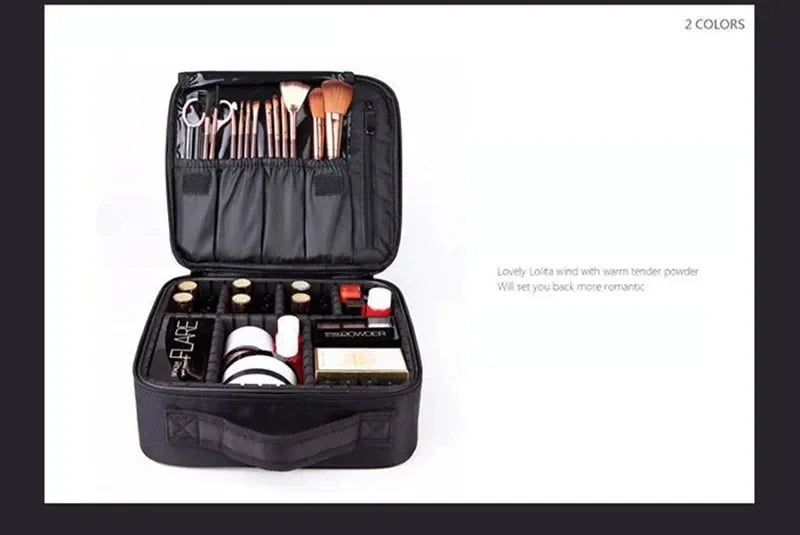 New Waterproof Makeup Bag for Women – Travel Cosmetic Case with Beauty Brush Storage & Embroidery Tool Organizer
