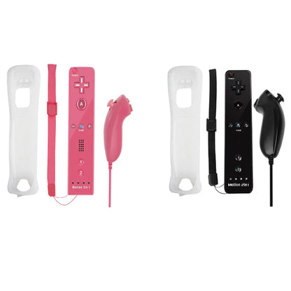 2-in-1 Nintendo Wii Controller Set | Wireless Remote Gamepad with Motion Plus Joystick & Silicone Case