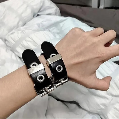 2024 Punk Cool Adjustable PU Bracelet for Men & Women – Vintage Gothic, Hip Hop, Rock, Kpop Dancer Jewelry Accessories