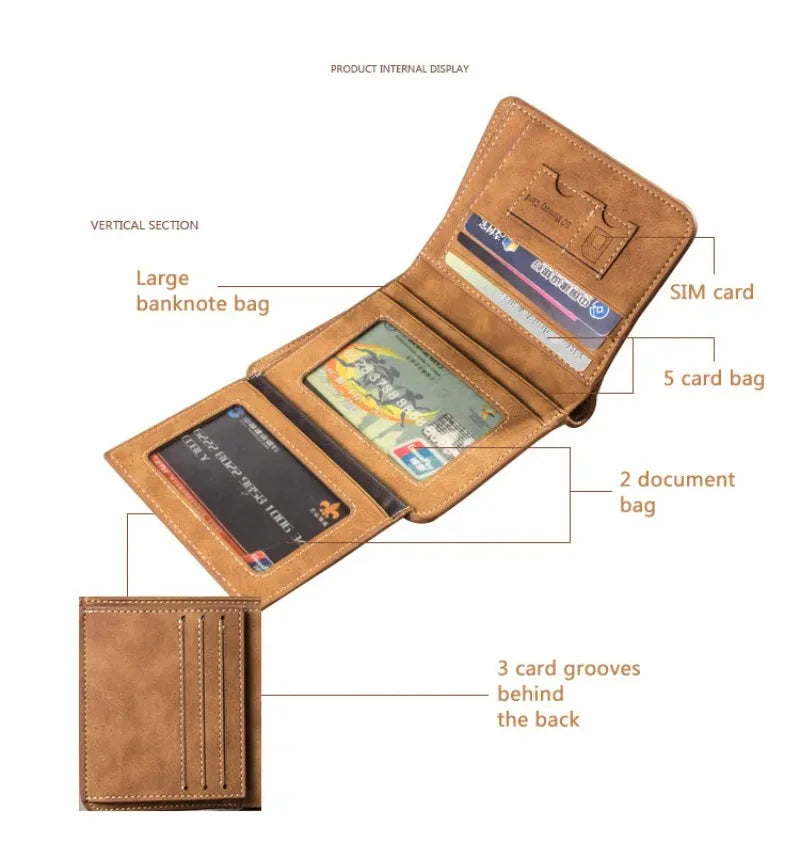 Men's Genuine Leather Slim Bifold Wallet - RFID Blocking Minimalist Card Holder for Men