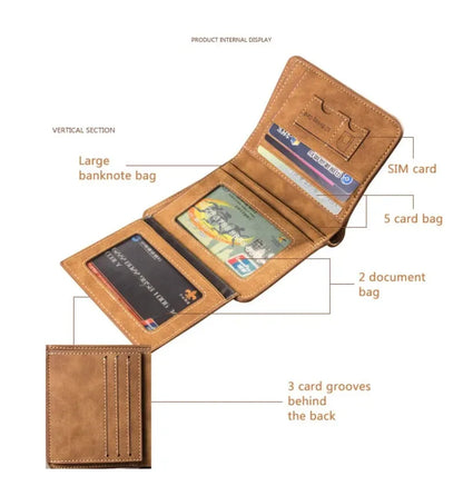 Men's Genuine Leather Slim Bifold Wallet - RFID Blocking Minimalist Card Holder for Men