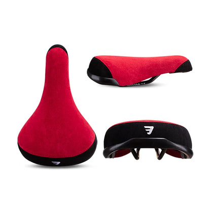 Funsea Bicycle Saddle – 2-Tone Flannelette Bike Seat with Embroidered Logo, 8mm Rail