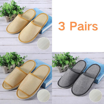 3 Pairs Set Non-Slip Closed Toe Disposable Hotel Slippers – Soft Indoor Guest & Travel Bathroom Slippers