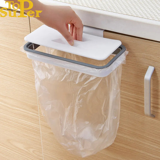 Kitchen Trash Storage Rack with Hanging Garbage Bag Hook - Multi-Use Scouring Pad Dry Shelf Holder and Dish Organizer