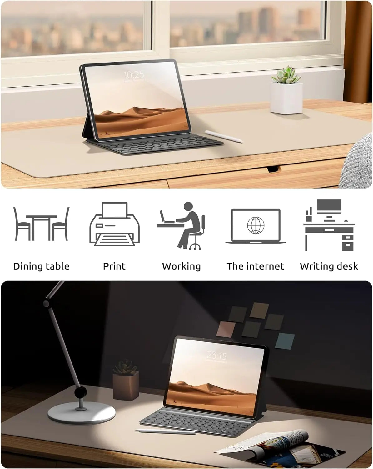 Large Leather Mouse Pad Desk Mat - Non-Slip PU Leather Office Desk Protector for Laptop & Workspace Setup