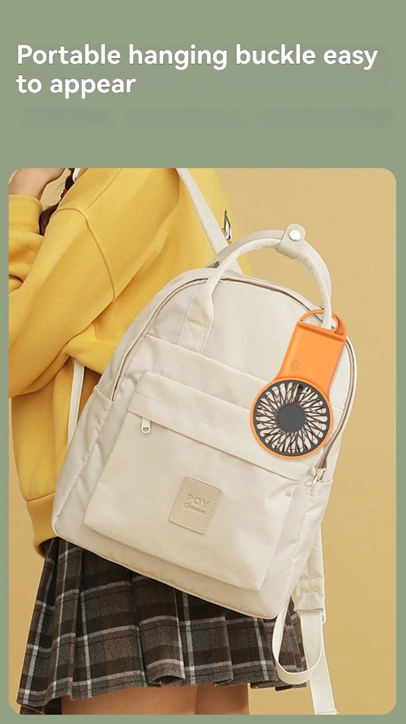 New Foldable USB Rechargeable Mini Fan | Handheld Desktop Fan with Cartoon Design & Hook for Outdoor, Home & Office Use