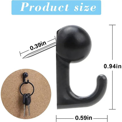 50PCS Black & White Plastic Metal Thumbtack Hooks Decorative Push Pins for Cork Boards