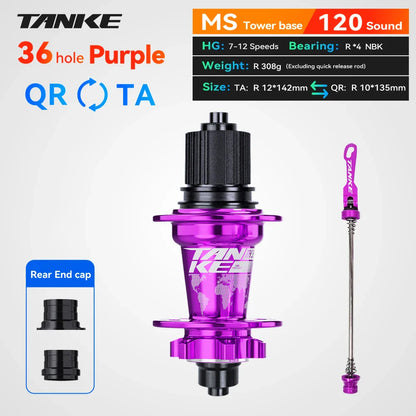 TANKE 120 Click MTB Hub – 6-Bearing Front & Rear Bicycle Hub for 7-12 Speed, 28/32/36 Holes, Disc Brake