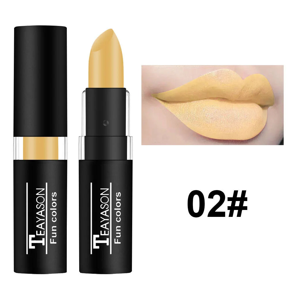 12 Color Waterproof Lipstick – Long-Lasting Matte Lip Gloss in Black, Blue, Purple, Green & Red