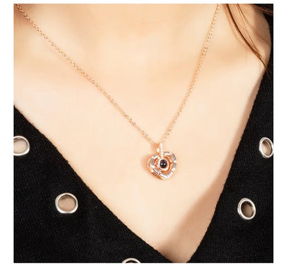 Projection Necklace - 100 Languages 'I Love You' Pendant Necklaces for Lover, Girlfriend - Creative Couple Romantic Jewelry Gifts 2024