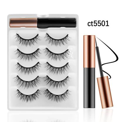 REDSIREN 5 Pairs Magnetic Eyelashes with Eyeliner – Reusable Thick Natural False Lashes