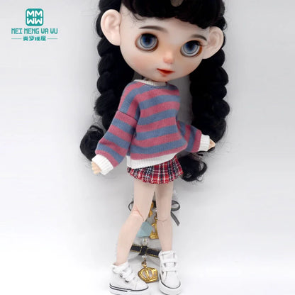 Blythe Doll Accessories Set – Fashion Sweatshirt, Shoe Covers & Sneakers for Blythe & Azone Dolls, Christmas Gift