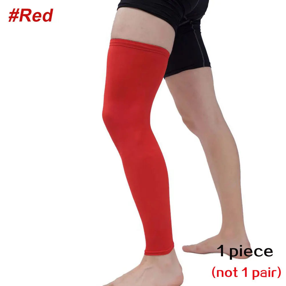 Full Leg Compression Sleeve Sport Knee Sleeve with Anti-Slip Silicone Strips for Running, Basketball & Football Support Gear