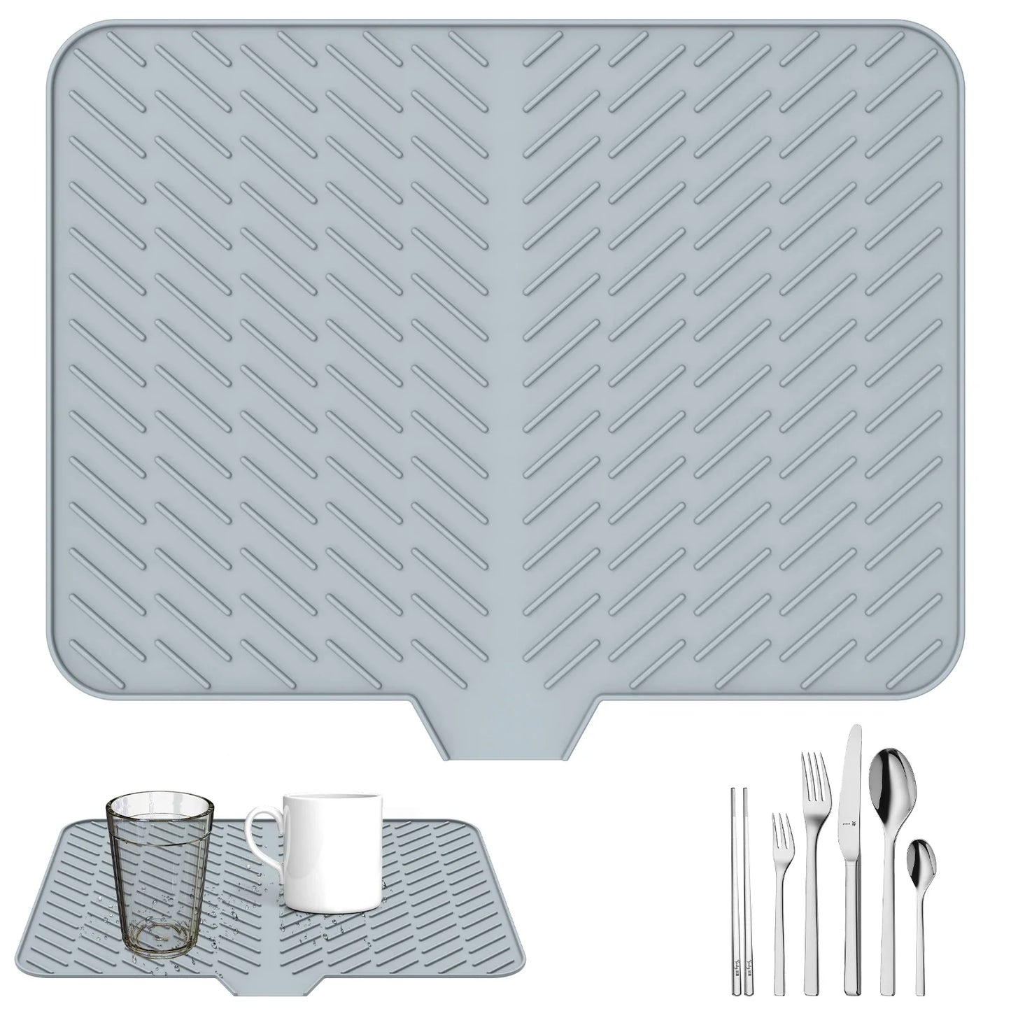 Ultra Absorbent Silicone Dish Drying Mat | Non-Slip, Fast Drying, Heat Resistant & Foldable Pad