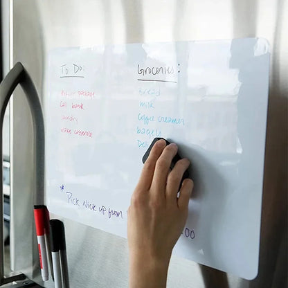 Magnetic Dry Erase Board for Refrigerator – Flexible Whiteboard Sheet with Marker, Erasable Kitchen Memo & Grocery List (A3, A4, A5)