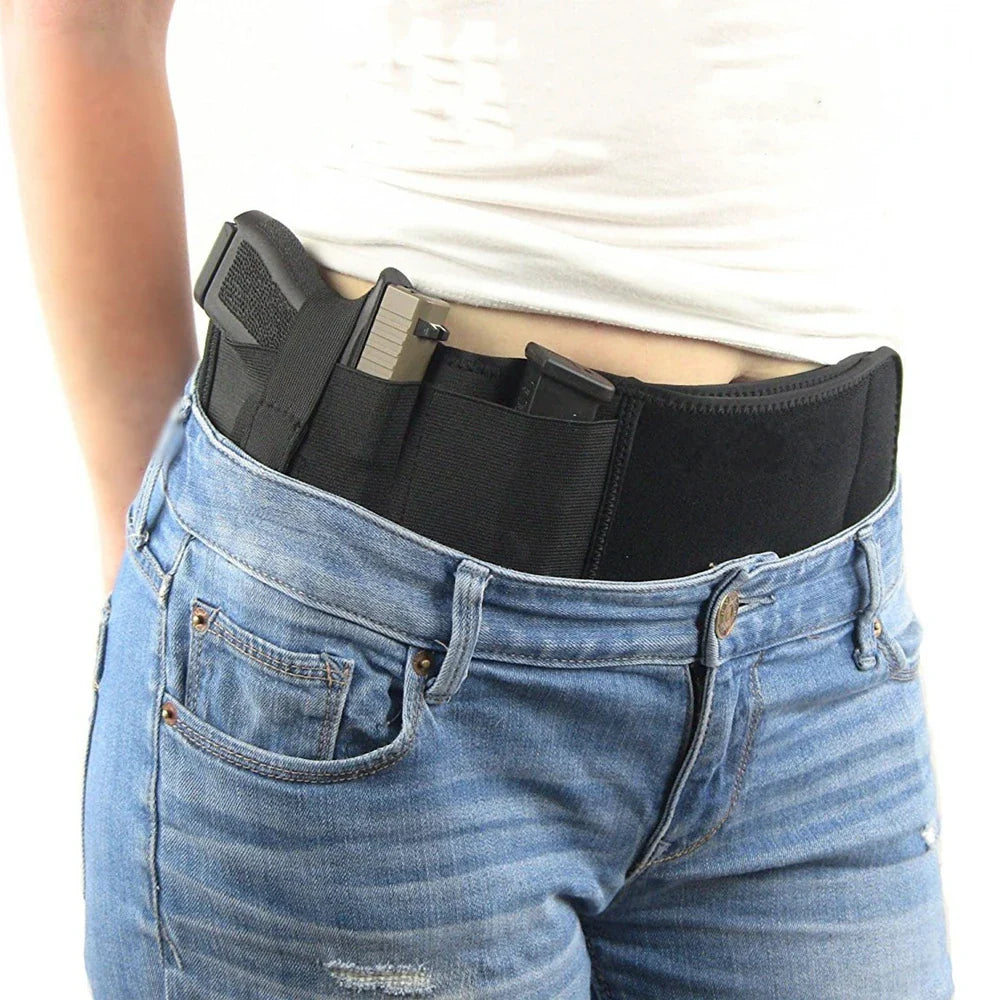 Tactical Hidden Belly Gun Holster – Portable Concealed Carry Waistband Belt for Outdoor Hunting, Shooting & Defense