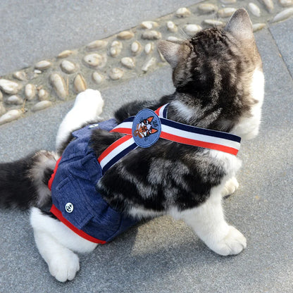Pet Denim Female Panties - Adjustable Strap Dog Cat Shorts Anti-Harassment Safety Underwear for Small Pets
