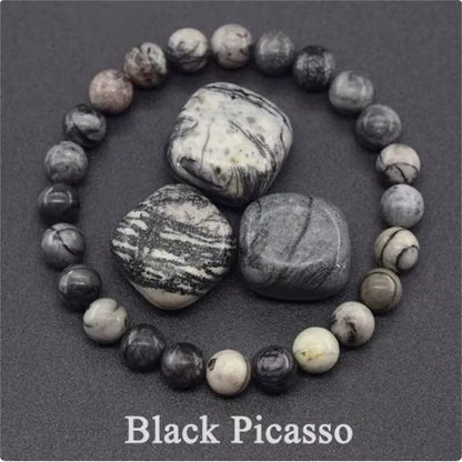 8MM Natural Epidote Zoisite & Lava Stone Bead Bracelet - Tiger Eye & Quartz Jewelry for Women