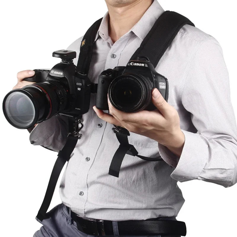 K Double Shoulder Camera Strap – Quick Release Belt Harness for DSLR Cameras & Camcorders, Compatible with Canon Nikon Sony