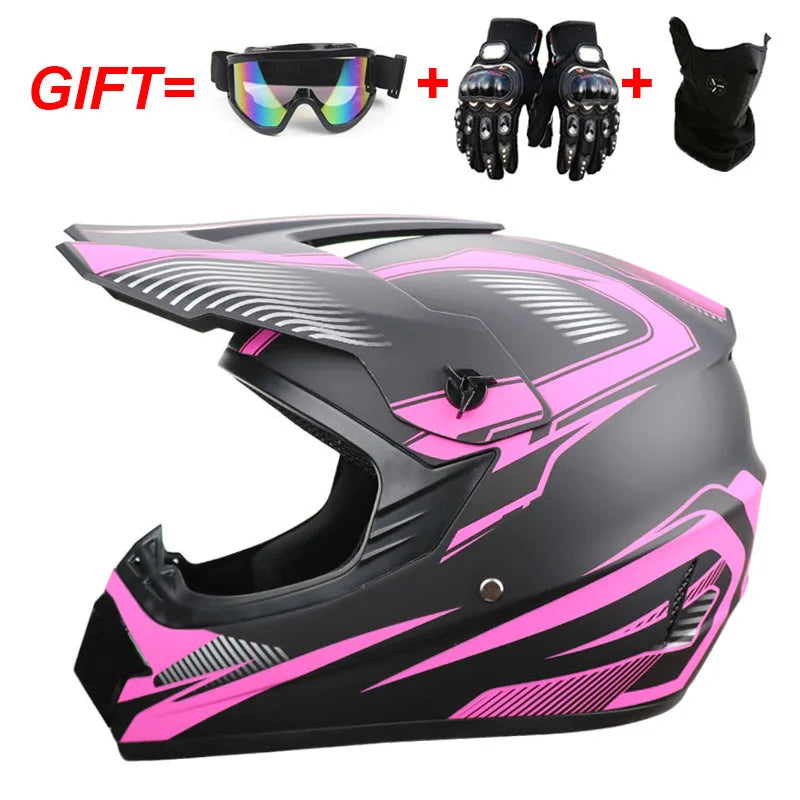 Youth & Kids Motorcycle Full Helmet - Children’s Motocross Casco Moto, Off-Road Protective Helmet with Goggles & Gloves