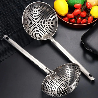 Stainless Steel Colander with Long Handle – Oil Frying Food Net Sieve & Leaky Spoon Kitchen Tool for Cooking