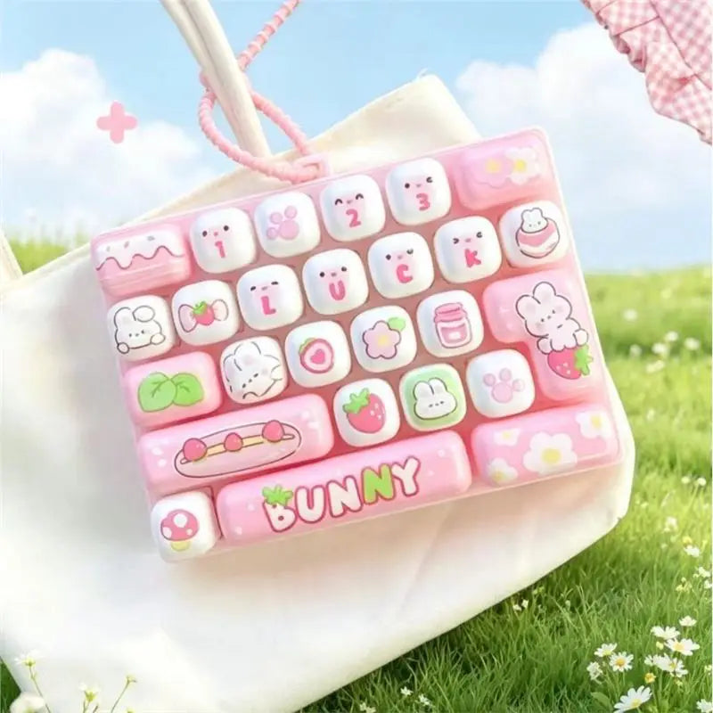 Cartoon Animal Keycap Keychain - 26-Grid Stress Relief Bag & Backpack Accessory