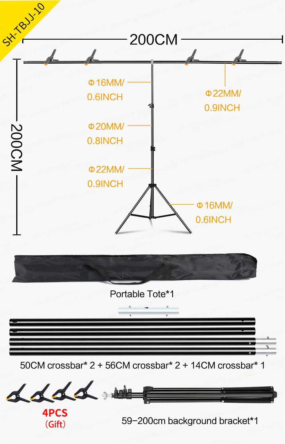 T-Shaped Adjustable Tripod Stand – Photography Backdrop Support System for Non-Woven & Muslin Backgrounds