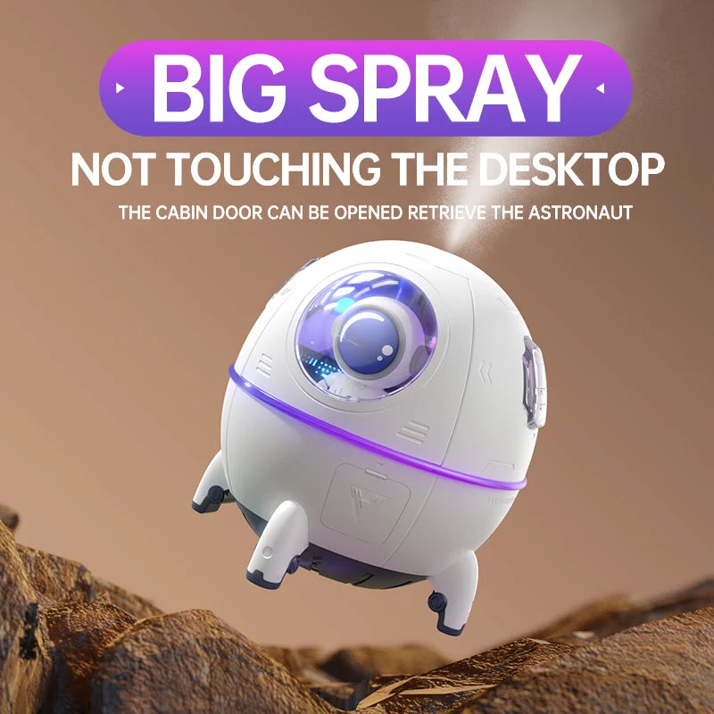 Portable Astronaut Humidifier – LED Light and Aroma Diffuser, USB Powered for Clean, Hydrated Air, Cute Aesthetic