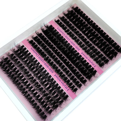 New 15 Rows DIY 5D Fluffy Lash Clusters – 60D–200D Wispy Thick Individual Eyelash Extensions 10–20mm Volume Lash Kit for Salon-Style Look