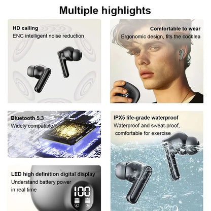 S510 TWS Wireless Bluetooth 5.3 Earbuds - LED Digital Display Stereo Headphones for Xiaomi & More